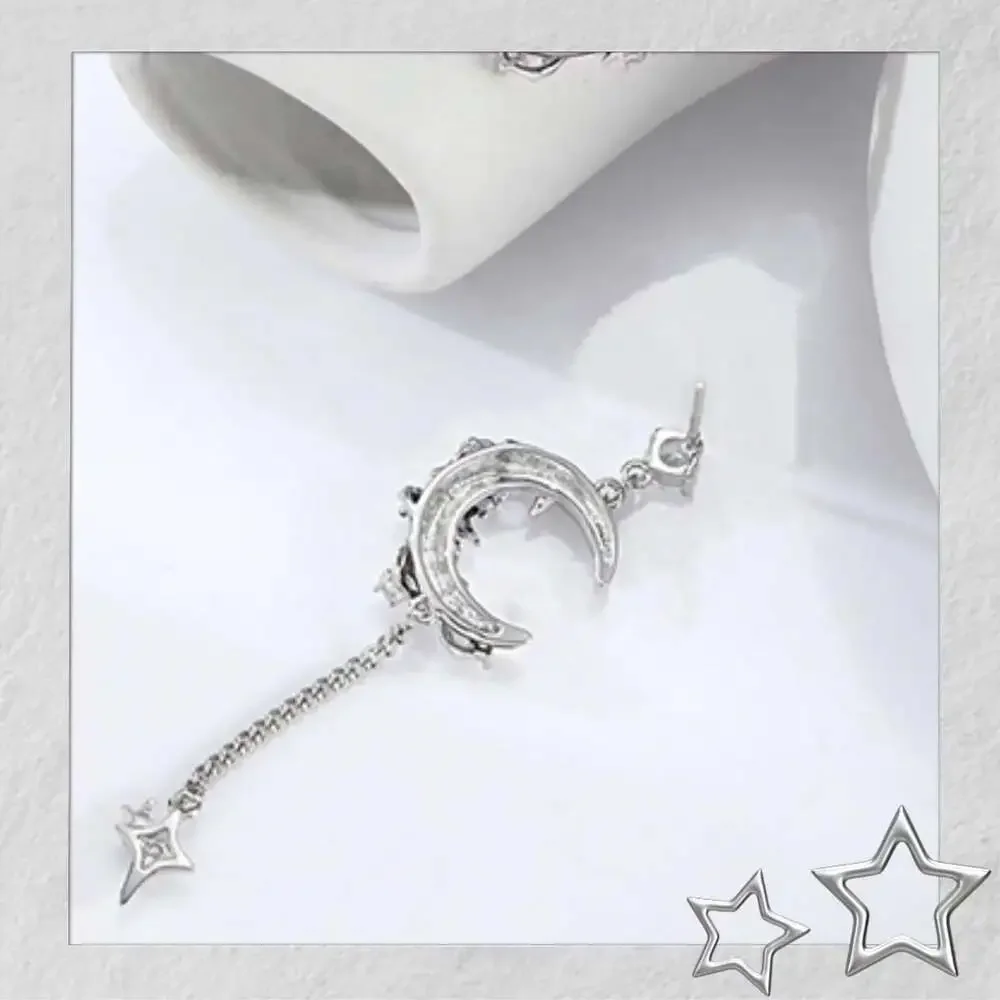 Sylus Inspired Blood Moon Earrings - Gothic Asymmetrical 925 Silver Pin Otome Je